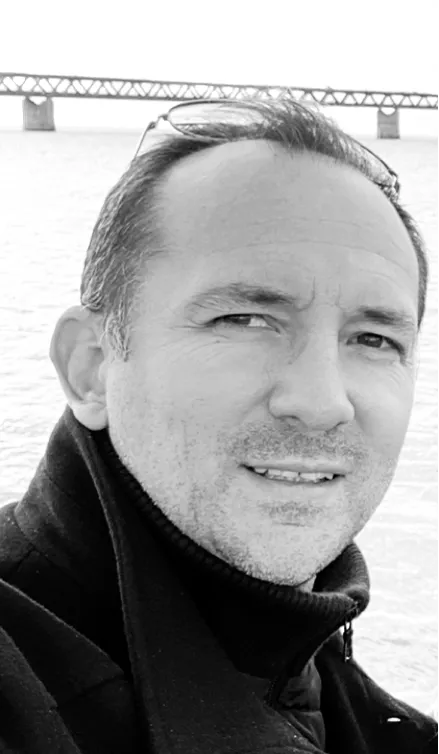 Profile photo of Laurent Roybon in black and white. 