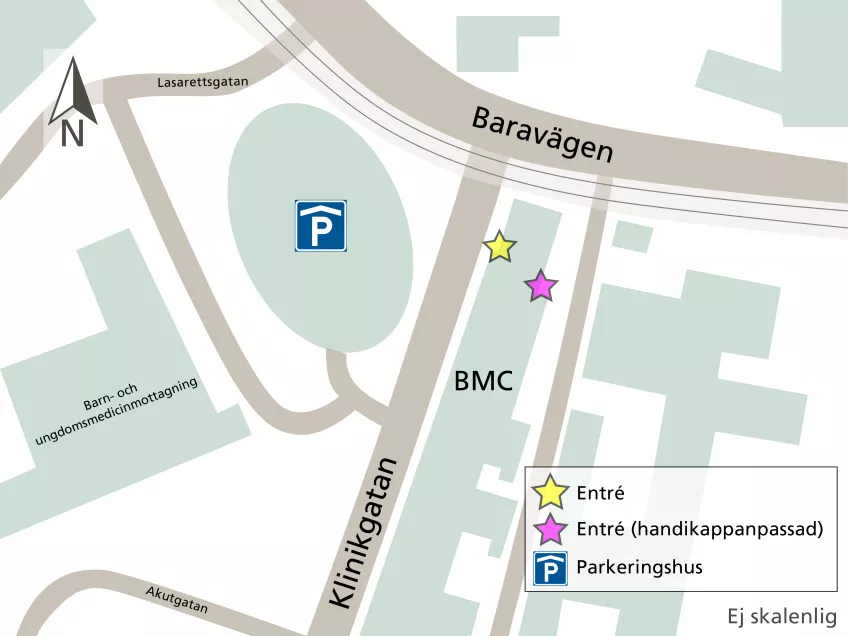 Karta över BMC lokaler. 